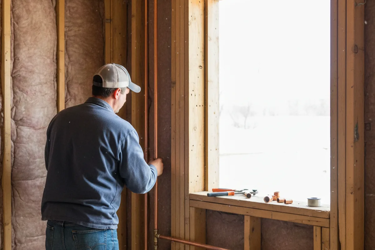 Licensed plumber running new copper supply lines in a Shelby home
